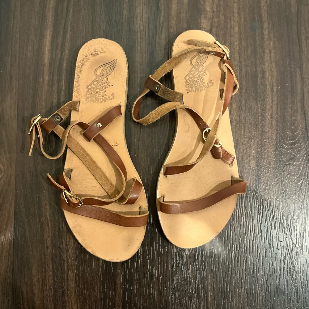 Ancient Greek Sandals Brown Strappy Size 39